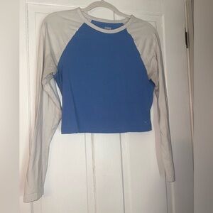 PINK Victoria's Secret Blue and White Long Sleeve Tee